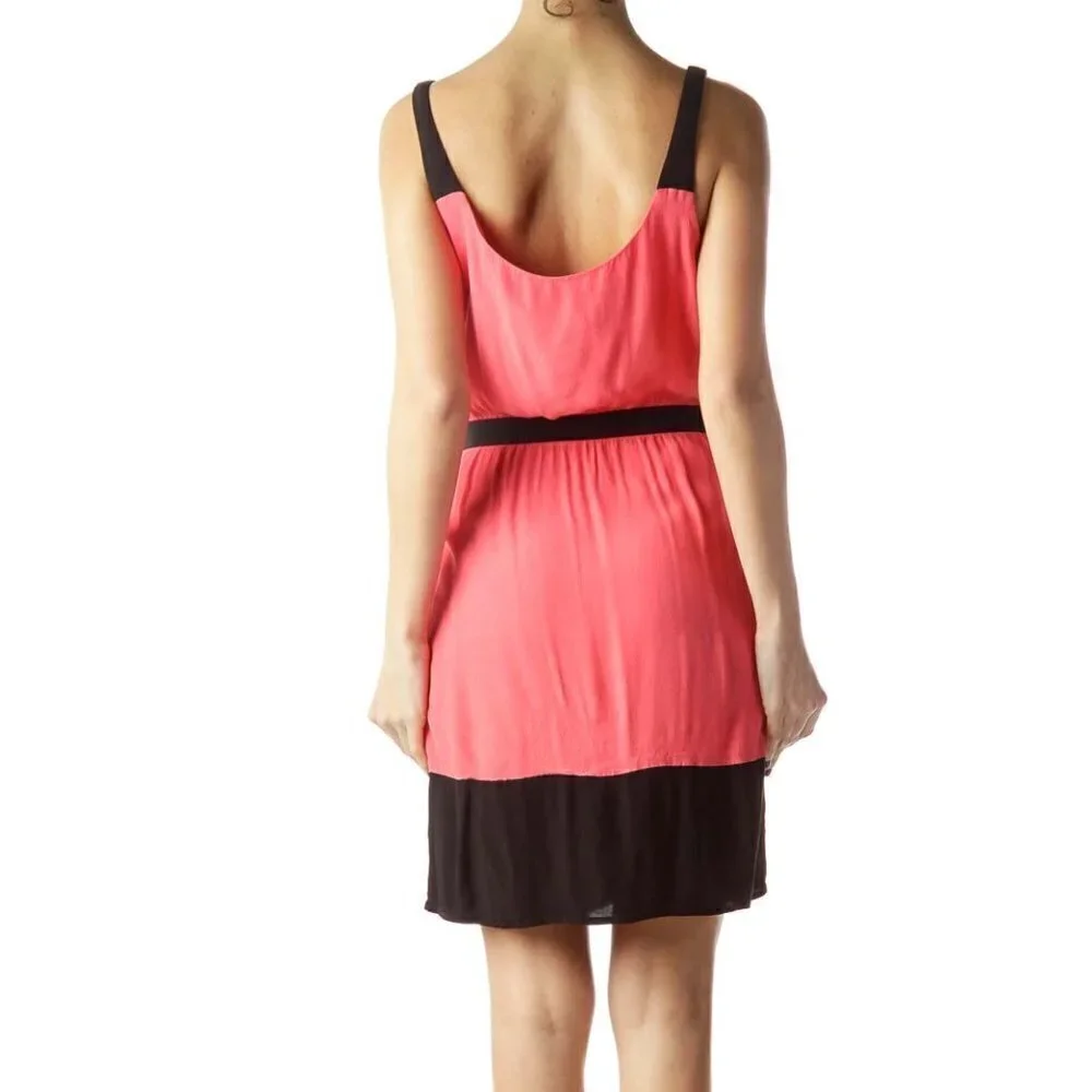 LOFT Coral Pink and Black Day Dress - Picture 3 of 3
